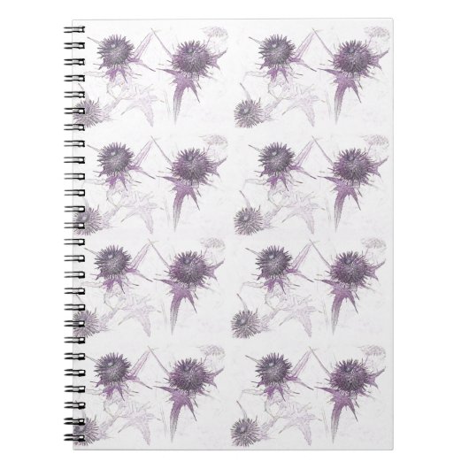 Paarse distel natuur ontwerp notitieboek (Voorkant)
