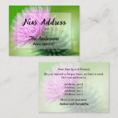 Paarse distel nieuwe adresaankondiging notitiekaartje (Voorkant / Achterkant)