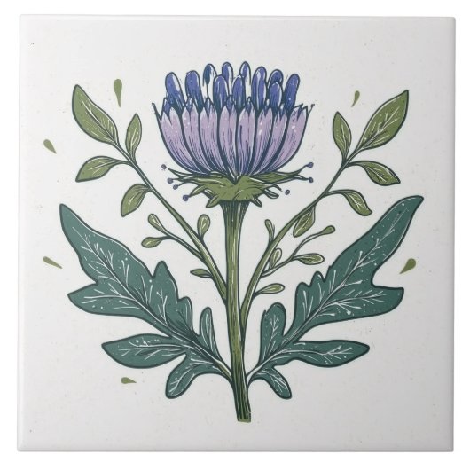 Paarse Distel Tegeltje (Voorkant)