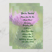 Paarse Distelbloem Feest Kaart (Voorkant / Achterkant)