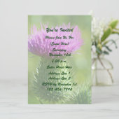 Paarse Distelbloem Feestje Kaart (Staand voorkant)