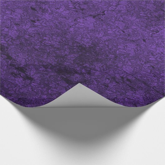 Paarse Distressed Gothic Damask Wrapping Paper Cadeaupapier (Hoek)