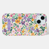 Paarse Ditsy Bloemen Met Initialen Case-Mate iPhone Case (Achterkant (horizontaal))