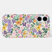 Paarse Ditsy Bloemen Monogram Case-Mate iPhone Case (Achterkant (horizontaal))