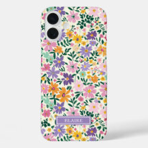 Paarse Ditsy Bloemen Monogram