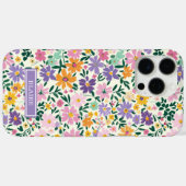 Paarse Ditsy Bloemen Monogram Case-Mate iPhone Case (Achterkant (horizontaal))