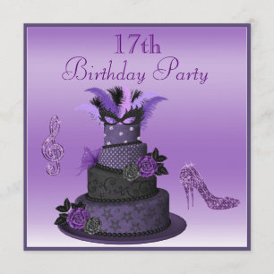 Paarse diva Cake, Sparkle High Heels 17th Birthday Kaart