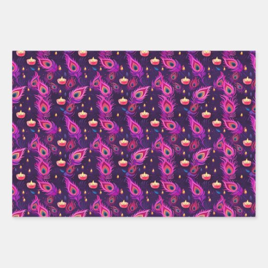 Paarse Diwali Inpakpapier Vel (Voorkant)