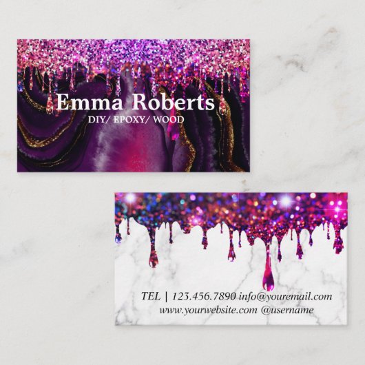 PAARSE DIY EPOXY WOOD Visitekaartje (Voorkant / Achterkant)