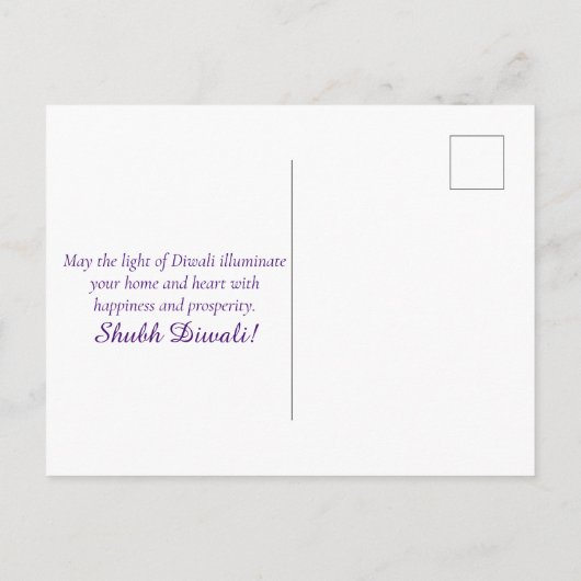  Paarse Diya Kleurrijke Mandala Happy Diwali Feestdagenkaart (Achterkant)