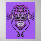 Paarse DJ Sugar Skull Poster (Voorkant)