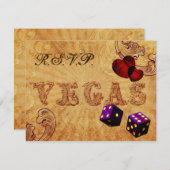 paarse dobbelstenen Vegas bruiloft rsvp (Voorkant / Achterkant)