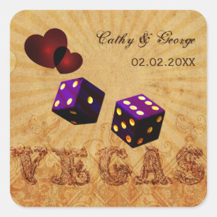 paarse dobbelstenen  Vegas gunst stickers