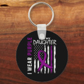 Paarse Dochter Pancreaskanker Awareness USA FL Sleutelhanger (Voorkant)