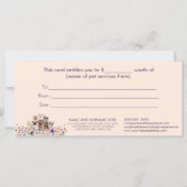 Paarse Dog grooming boutique huisdier sitter cadea (Achterkant)