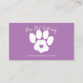Paarse Dog Logo Heart Paw Visitekaartje (Achterkant)
