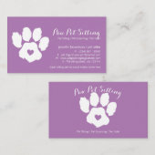 Paarse Dog Logo Heart Paw Visitekaartje (Voorkant / Achterkant)