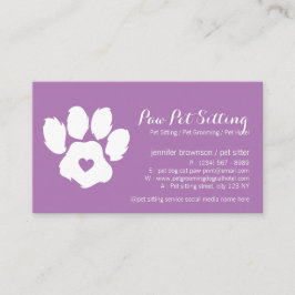 Paarse Dog Logo Heart Paw Visitekaartje