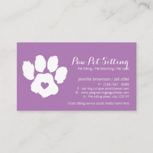 Paarse Dog Logo Heart Paw Visitekaartje