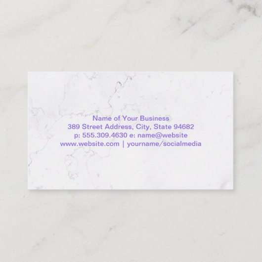 Paarse Dog Paw Icon | Witte marmeren achtergrond Visitekaartje (Achterkant)