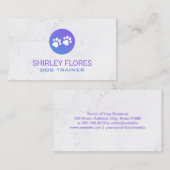 Paarse Dog Paw Icon | Witte marmeren achtergrond Visitekaartje (Voorkant / Achterkant)