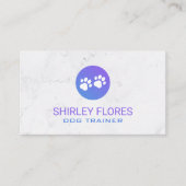 Paarse Dog Paw Icon | Witte marmeren achtergrond Visitekaartje (Voorkant)