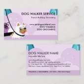 Paarse Dog Walker Service French Bulldog Visitekaartje (Voorkant / Achterkant)