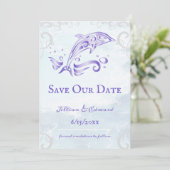 Paarse dolfijn bespaart de datum aankondiging (Staand voorkant)