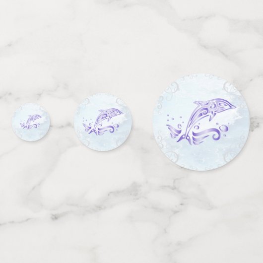 Paarse Dolfijn Bruiloft Tafel Confetti (Voorkanten)