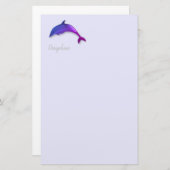 paarse dolfijn in lavendel briefpapier (Voorkant / Achterkant)