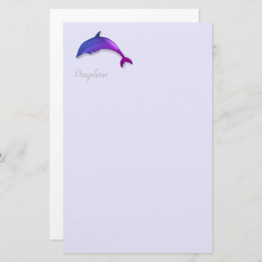 paarse dolfijn in lavendel briefpapier (Voorkant / Achterkant)