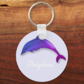 Paarse dolfijn in lavendel - naam toevoegen sleutelhanger (Voorkant)