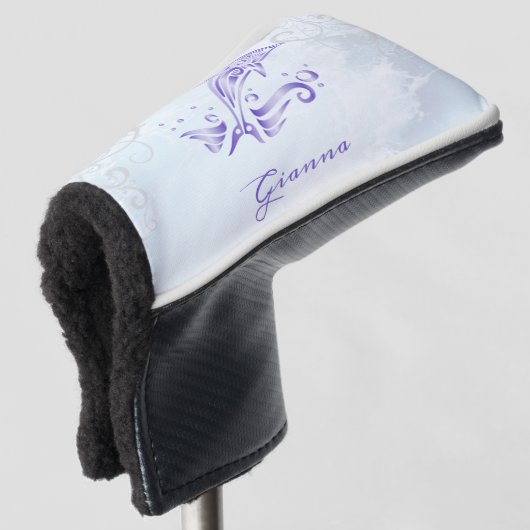 Paarse dolfijn Persoonlijk Golfhoofd Hoesje Golfheadcover (3/4 voorkant)