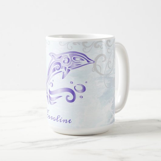 Paarse dolfijn persoonlijke koffie-Mok Koffiemok (Voorkant rechts)