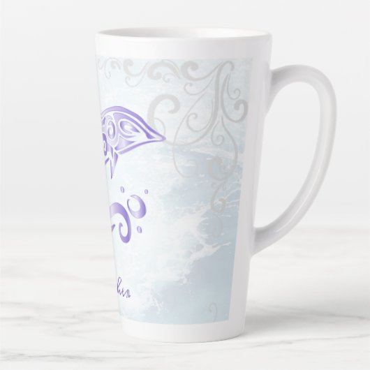 Paarse dolfijn persoonlijke latte Mok (Rechts)
