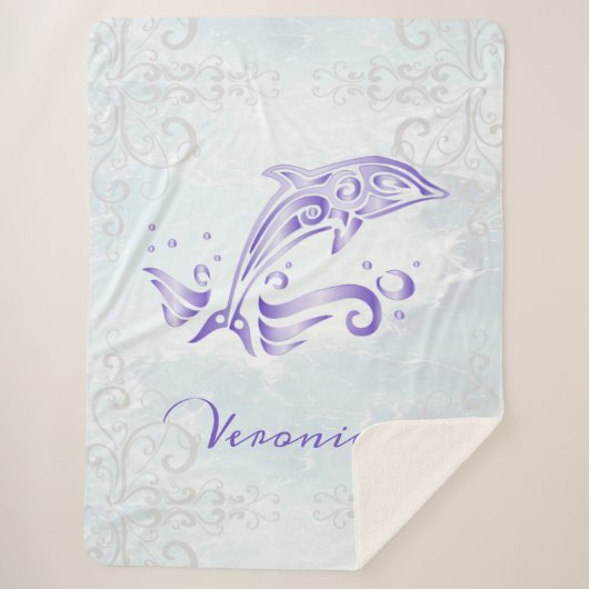 Paarse dolfijn persoonlijke Sherpa Blanket Deken (Voorkant)