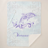 Paarse dolfijn persoonlijke Sherpa Blanket Sherpa Deken (Voorkant)