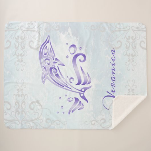 Paarse dolfijn persoonlijke Sherpa Blanket Sherpa Deken (Voorkant (horizontaal))