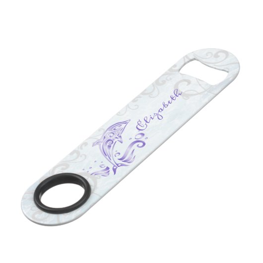 Paarse dolfijnvriendelijke opening voor fles speed flessenopener (Voorkant Gekanteld)