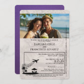 Paarse Dominicaanse Republiek Paspoort bruiloft Kaart (Voorkant / Achterkant)