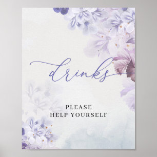 Paarse donkerblauwe goudmauve boho-drinken poster