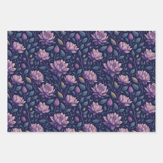 Paarse donkere magnolia en Roos inpakpapier (Voorkant 3)