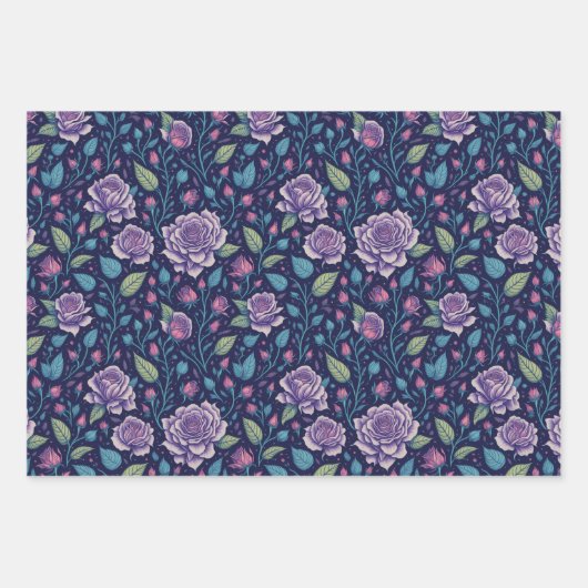 Paarse donkere magnolia en Roos inpakpapier (Voorkant 2)