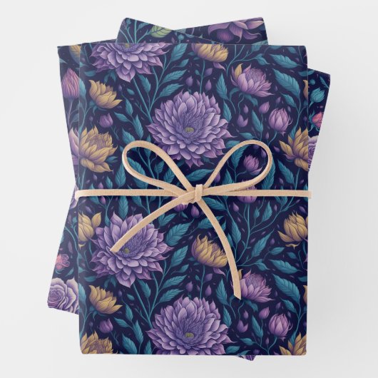 Paarse donkere magnolia en Roos inpakpapier (In situ)