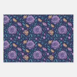 Paarse donkere magnolia en Roos inpakpapier Vel