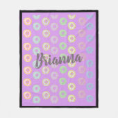 Paarse donut Aangepaste naam Middelgrote vloerbede Fleece Deken (Voorkant)