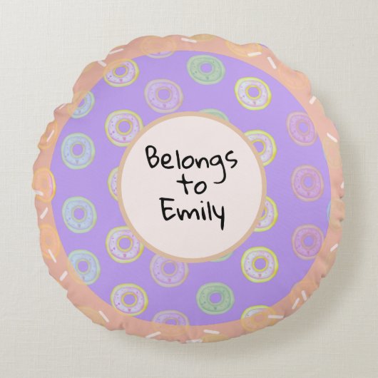 Paarse Donut Touch Round Pillow Rond Kussen (Voorkant)