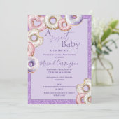 Paarse Donuts Glitter Waterverf Baby shower Kaart (Staand voorkant)