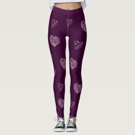 Paarse Doodle Hearts-Leggings Leggings