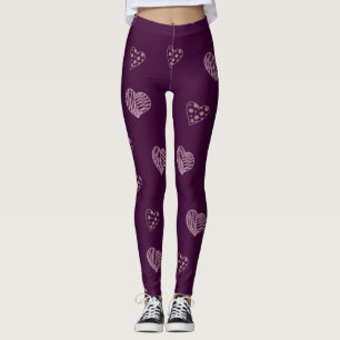 Paarse Doodle Hearts-Leggings Leggings